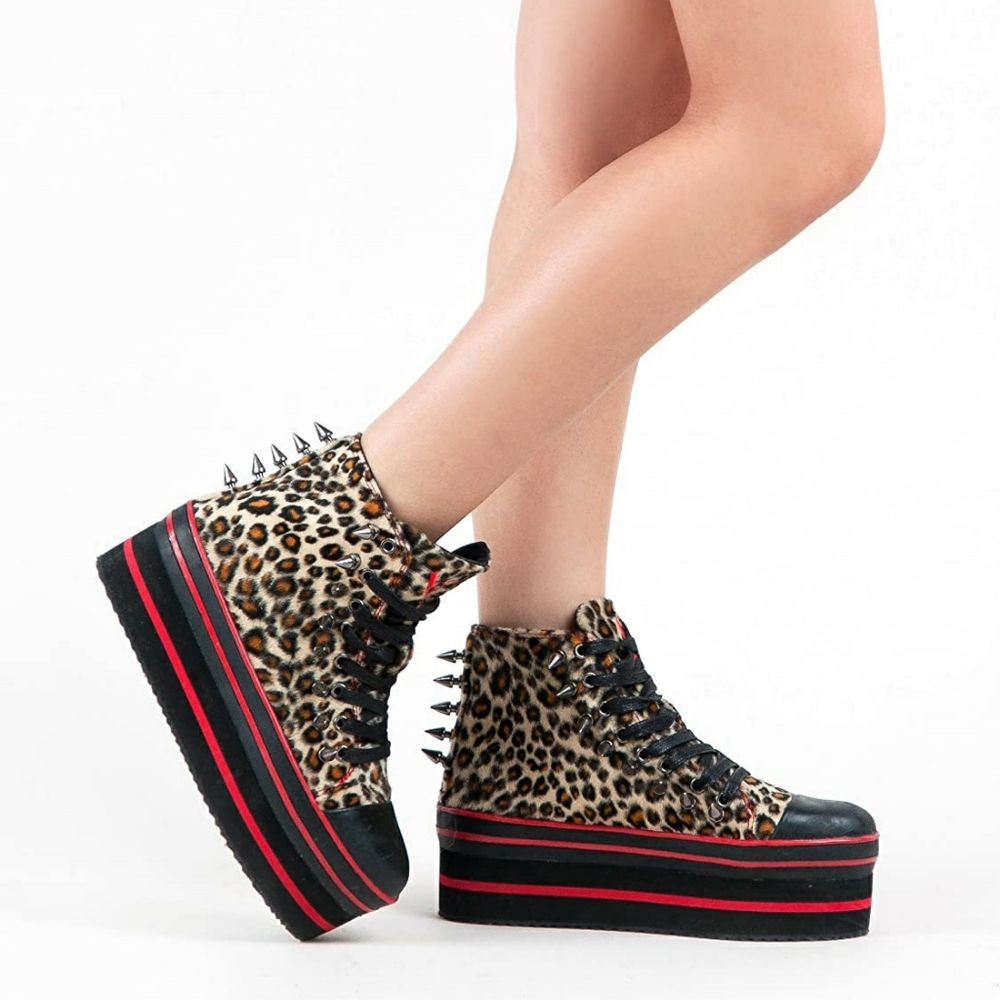 YRU Elevation Leopard Platform Sneakers Size 7